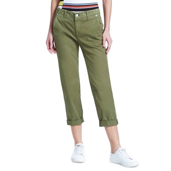 RAG & BONE Buckley Crop Chinos Olive Green Raw Hem ~ Women's Size 26 - Picture 2 of 8
